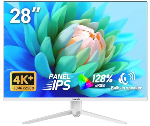 Gawfolk 28 Inch UHD 4K Computer Monitor, Ultra HD IPS Display (3840 × 2560p), 3:2, 10 Bit, 1.07 Billion Colours, 128% sRGB, Built-in Speakers, 178° Wide Angle DisplayPort 1.4