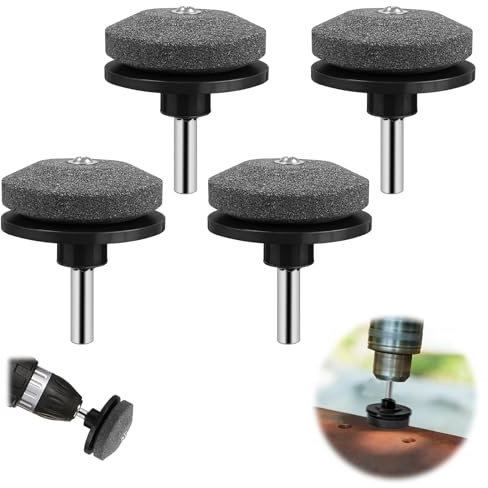Jiaoshou Pan 4 affilacoltelli per lame smussate di tosaerba, affilacoltelli universale per ogni trapano elettrico, attrezzi da giardino (nero)