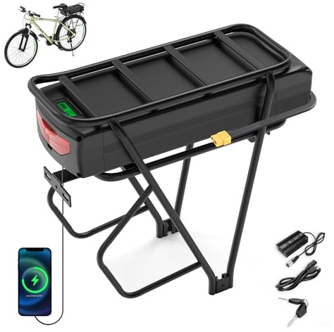 48V 30Ah Batterie Velo Electrique pour Porte-Bagages arrière avec BMS 50A, Batterie 48V Lithium ION pour vélo électrique pour Roue de Conversion Bafang 250W-1700W et Autres Moteurs