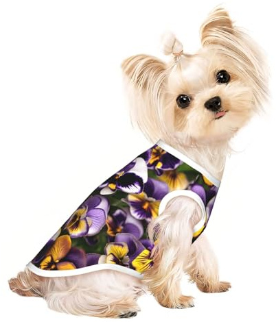 Ärmelloses T-Shirt mit Stiefmütterchen-Aufdruck, für Hunde und Katzen, modische Haustierbekleidung für drinnen und draußen