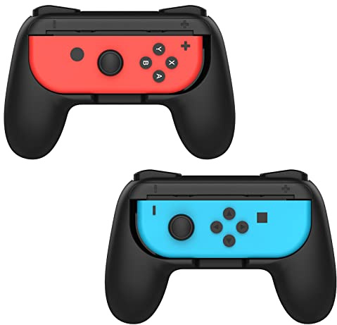 MoKo Griff Kompatibel mit Nintendo Switch Controller, Joy Con Halterung | 2er-Pack, Ergonomische Form, rutschfeste Oberfläche, stoßdämpfend, einfache Montage ohne Werkzeug, mit Switch OLED