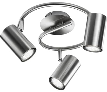 meineWunschleuchte Decken-Strahler 3-flammig mit schwenkbaren Spots | Ø 25cm, mit 3x GU10 LED, aus Metall in Silber, zeitloses Design, präzise Lichtausrichtung, Deckenlampe Flur