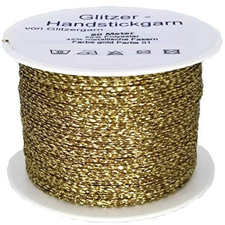 Glitzer-Handstickgarn auf 50 Meter Spulen in der Farbe Gold