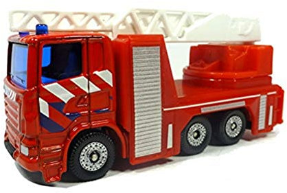 siku 1014003, Feuerwehr-Drehleiter Niederlande, Metall/Kunststoff, Rot, Ausziehbare und drehbare Leiter