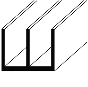 Aluminium Doppel-U-Profil 1mm Stärke, Flach, Profil, Winkel, natur eloxiert, in 1 und 2 Meter verfügbar (16x12x1mm, 2 Meter)