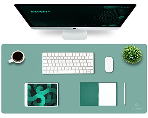 K KNODEL Leder Schreibtischunterlage, Tischunterlage, 43 x 90cm, Grün | Schreibtischunterlage, Tischunterlage, Tastatur Matte, Mauspad, Mousepad, schreibtisch matte für Computer, Laptop