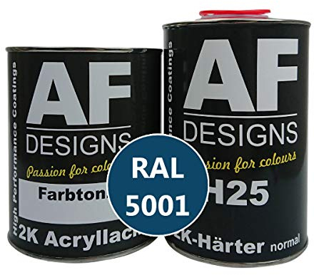 Alex Flittner Designs Barniz 2K 7,5 kg Set RAL 5001 azul mate madera maquinaria industrial camiones NFZ