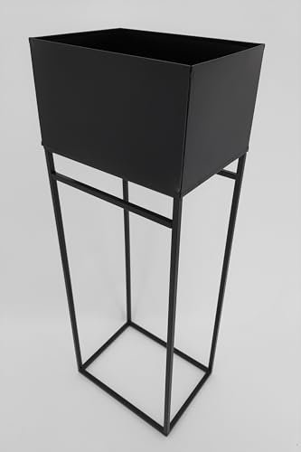 KUHEIGA Pflanzständer mit Übertopf H: 76cm schwarz Pflanzenständer modern Pflanzgefäß Blumentopf