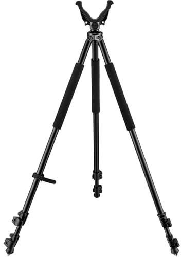 Trakiom Shooting Tripod for Rifle with 360° V Yoke Removable，31.5 - 74 Adjustable Shooting Sticks Hunting Rest, Lever Lock, Lightweight Aluminum Construction with Foam Handle for Hunting, Outdoors