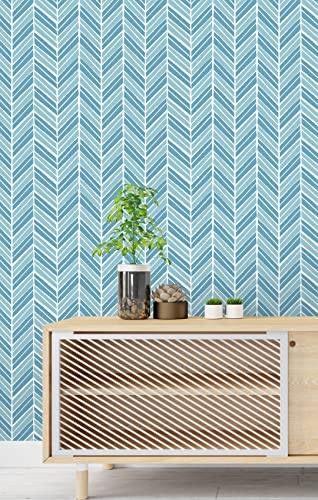 Myphotostation - Papel pintado geométrico moderno para despegar y pegar, extraíble, autoadhesivo, cheurón, sin costuras, repetición de 20 pulgadas de ancho x 124 pulgadas de alto