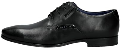 bugatti Uomo Scarpa bassa da business realizzata in pelle di alta qualità, derby dal design minimalista, Nero 2, 40 EU