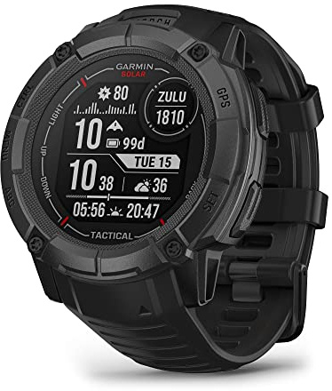 Garmin Instinct 2X Solar - Tactical Edition, Rugged GPS Smartwatch, Built-in Flashlight, Ballistics Calculator, Solar Charging Capability, Black
