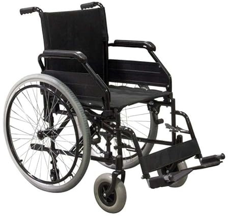 Carrozzina pieghevole ad autospinta REHA-CP 46 - Telaio in acciaio a doppia crociera - Seduta cm. 46 - Completa di CUSCINO ANTIDECUBITO IN FIBRA CAVA