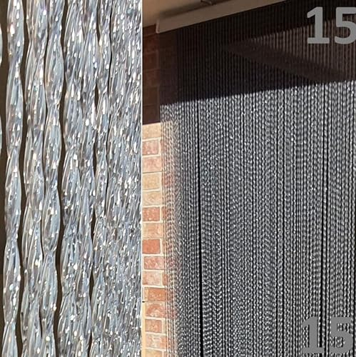 BricoShopping® Modell C Fadenvorhang aus PVC, verstellbar, Moskitonetz für Tür außen, Eingang, Balkon, Wohnmobil, Anti-Mosche, 4 Größen, 15 Farben, Made in Italy (150 x 250, 15 Rauch-Glitter)