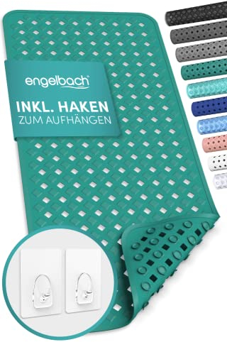Engelbach® Tappeto vasca antiscivolo 88x40cm - Con 2 ganci per asciugatura rapida - Senza BPA, antimuffa, antibatterico e lavabile in lavatrice