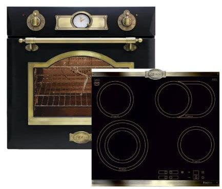 Kaiser Ensemble four EH 6355 Em +KCT6385Em, Autonome, Ensemble four encastrable rétro, 8 fonctions + table de cuisson vitrocéramique à gaz 60 cm, gaz naturel/propane