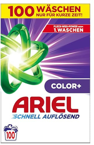 Ariel Color+ Lessive en poudre, lessive couleur, 6 kg, 100 lavages, protection des couleurs