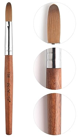 KADS 100% reines Kolinsky-Zobelhaar Ovaler gekräuselter Pinsel #18 | Griff aus Redwood-Holz Salon-Qualität 16 cm perfekt für Nagel-Acryl