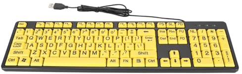 Teclado de Impresión Grande de 104 Teclas, Teclado con Cable USB para Estudiantes Personas Mayores con Discapacidad Visual Experiencia de Escritura Cómoda para Computadora PC
