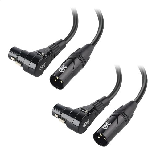 Cable Matters 2-Pack rechtwinkliges XLR Kabel, kurzes Mikrofonkabel 0,9m Sauerstofffreies Kupfer (OFC) rechtwinkliges Kabel, Mikrofonkabel, XLR Lautsprecherkabel, Schwarz