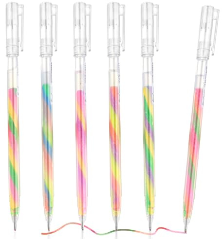 Amaxiu 6 Pack Regenbogen Glitter Gel Stifte, Mischen von 3 Farben Stifte Neon Gel Pen Doodle Dazzle Marker farbigen Stift für Kinder Erwachsene Malbuch Zeichnung Doodling Crafts Scrapbook (Glitzer)