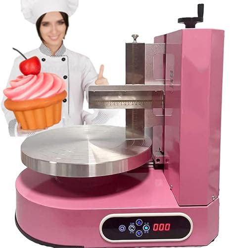 URJWAN 200w Rotating Cake Decorating Smoother, Bakery Equipment Birthday Cake Automatic Decorating Cream Depositor Smoother Frosting Coating Icing Spreading Machine,Pink