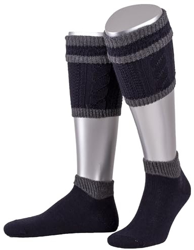 Lusana Loferl-Set 2-teilig spezielle Strickung Superwash L479, Größe:44-45, Farbe:marine/dunkelgrau (0652)