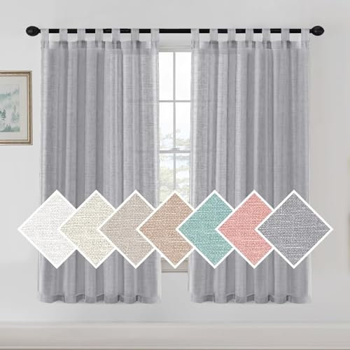 Gluhbirnen Outdoor Vorhang Wasserdicht, Balkon Gardinen, Outdoor Vorhänge, Vorhang Balkon, Gardinen mit Ösen, Terrasse Vorhänge, Grau, 160 * 132CM, 2er Set