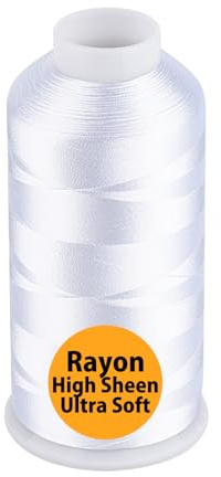 Simthread Maschinenstickgarn 40WT, 5000 m, Viskose, Reinweiß 1001 | 5000 m Maschinenstickgarn 40WT aus 100% Viskose, Farbe Reinweiß 1001, für glänzende und klar definierte Stickbilder.