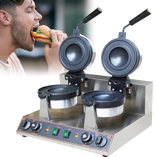 XDLYWUZIQ Gaufrier électrique pour Hamburgers, Contrôle De La Température De 50 à 300 ℃, Chauffage Double Face, Minuterie De 5 Minutes, Gaufrier électrique Antiadhésif pour Hamburgers,Doublehead