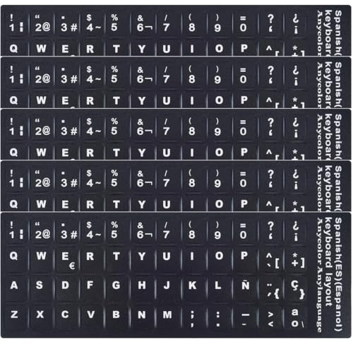 NIANOPKM 5 Pcs Pegatinas para Teclado Español de Repuesto, Español Pegatinas Teclado