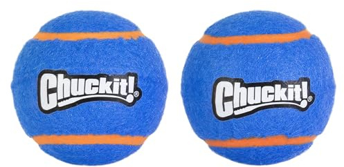 Chuckit! Quietschender Tennisball Hundespielzeug, Größe M (6,3 cm Durchmesser), 2 Stück, für Rassen 9-27 kg