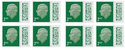 8 x 2nd Class Stamps UK Standard Domestic Mail Posting QR/Barcoded, Self-Adhesive - Second Class Letter Posatge Stamp Book - Stamps 2nd Class (Pack of 8)