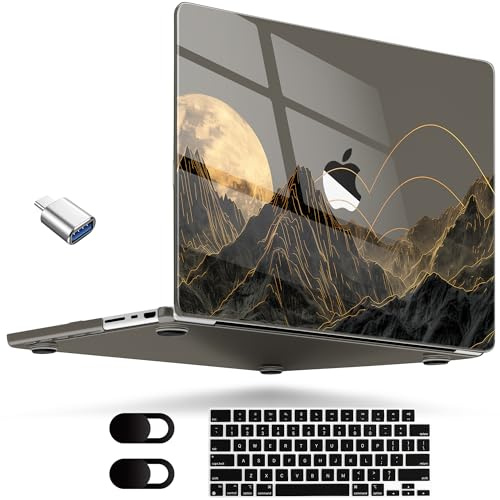 MEEgoodo Schutzhülle für M4 MacBook Pro 14 Zoll 2024 2023 2021, kristallklare und flexible Hülle, passend für Modell A3112/A3401/A3185/A2918/A2992/A2779/A2442, M3, M2, M1 Pro/Max, leuchtende Linien,
