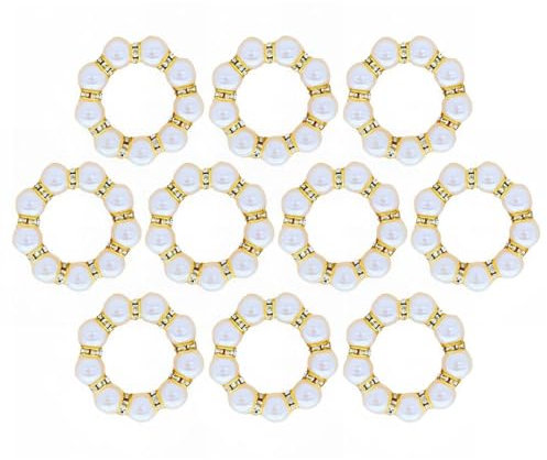Elegante Serviettenringe mit Perlen und Strasssteinen, für Hochzeiten, Bankette und besondere Anlässe, 10 Stück
