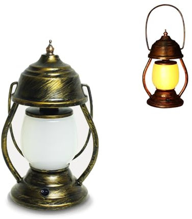 Wiby Lanterna da Esterno Stile Vintage LED Ricaricabile 1800mAh, Lampada da Tavolo Senza Fili con Effetto Fiamma, Dimmer Touch 160lm 3000K, USB-C, per Giardino, Balcone e Campeggio (Stile 1)