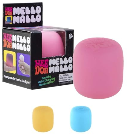 NEEDOH Mello Mallo - Marshmallow Fidget Toy For Kids, Nee Doh Stress Balls, Squishy Fidgets, Sensory Squidgy Toys For Anxiety Relief, Safe Non-Toxic Dough Texture, Age 3 Year Olds +