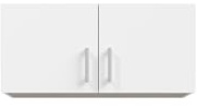 Forte ECONOBOX Schrankaufsatz 90, 2-türiger Drehtürenschrankaufsatz, Holzwerkstoff, Weiß, 88,9 cm breit, 38,1 cm hoch, 54,2 cm tief
