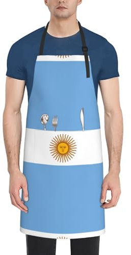 VPPUR Arbeitsschürze mit argentinischer Flagge, 71,1 x 83,8 cm, wasserdicht, für Erwachsene, stilvoll, funktional, Malschürze, Schwarz, Einheitsgröße, Schwarz, EinheitsgröÃŸe