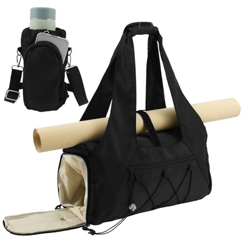 Sporttasche Damen mit Schuhfach Groß Fitness Tasche mit Wasserflaschenhalter Sporttasche Damen Fitnessstudio Fitnessstudio Reisen Ausgehen für Handys Wasserflaschen Sportbekleidung Schuhe (Schwarz)