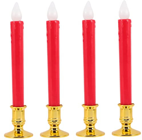 Operitacx 4stücke Kabellose Led-kerzen Batteriebetrieben Flackernd Lange Taper Candles Ohne Wachs Für Hochzeit Weihnachten Festival Sicher Ohne Feuergefahr Wiederverwendbar Dekorativ