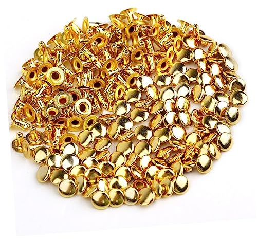DOITOOL 100 remaches de metal en forma de hongo para manualidades, zapatos, bolsas, pulseras, remaches dorados duraderos para personalización