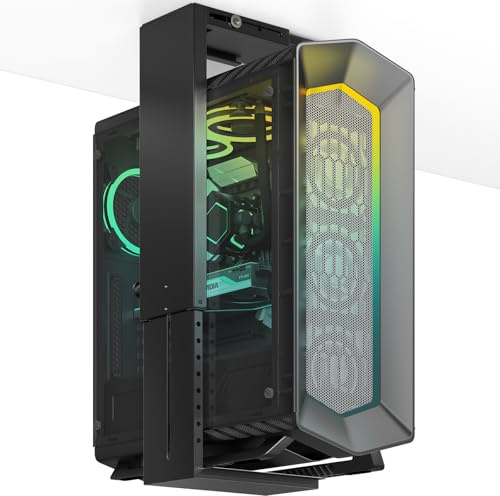 PC-Halterung Unter Tisch, Höhenverstellbar, Bis 25 kg, Schwarz | Tischmontage spart Platz. Kompatibel mit Mid-/Full-Tower. Belüftung optimiert. Kratzschutz. Schnelle Montage