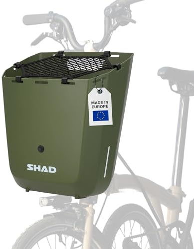 SHAD Bikes Bike Box 20L Rigid Fahrradkorb für Brompton | Wasserdichtes Polypropylen, extrem schlagfest, stabile Montage am Trägerblock, urbanes Design. Grüne Farbe.