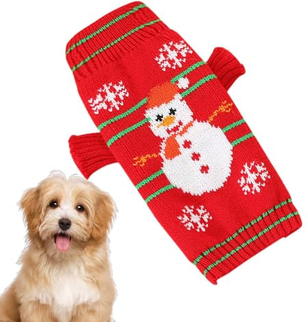 Weihnachtliche Hundebekleidung – warmer Hunde-Shirt, weicher Pullover, -Strickstoff, atmungsaktiv, Haustierzubehör für kleine Hunde und Katzen