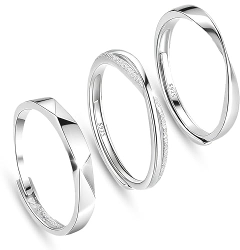 KNUIUYY Bague Argent 925 Femme, Bague Argent Ouvert Femme Réglable Large, Élégante/Hypoallergénique, Bagues de Fiançailles Femme, Bagues d'Amitié, Cadeaux de Bijoux pour Fille/Mère/Copine