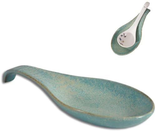 1PCS Spoon Rest Kitchens, Ceramic Spoon Holder Green Kitchen Accessories, Retro Kitchen Accessories Utensil Rests and Cooking Utensil Holder, Teaspoon Rests for Kitchens