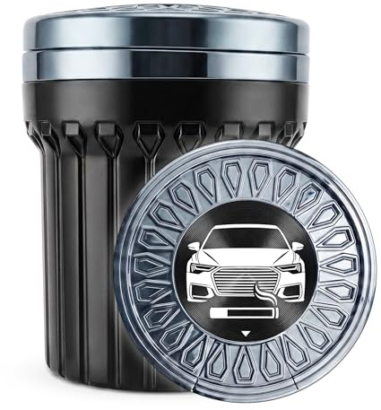 Posacenere Auto Progettato per Audi 2025 2026 A3 Q3 Q4 Q5 Q6 Q2 A5 A6, Apertura Ammortizzata Lineare, Ceramica Anti-Odore LED (Canna di Fucile)
