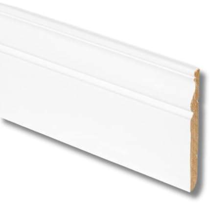 TWE Tucci Wood Essence Plinthe laqué blanc colonial en bois véritable pour intérieur, fabriqué en Italie, résistant aux lavages à 100 % paquet x 1 (14 x 140 x 2500) mm