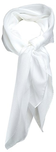 TigerTie Feines Damen Chiffon Nickituch in weiss einfarbig Uni - Größe 58 cm x 58 cm - Tuch Halstuch Schal